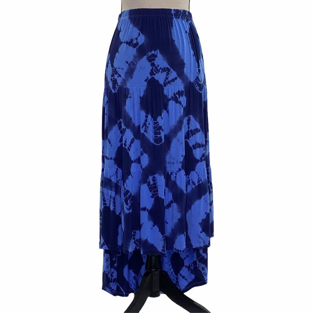 Wdny Blue Printed Asymmetrical Maxi Skirt Small